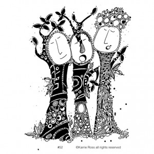 My Trees Talking #52; 11" x 7" pen and ink drawing 
