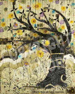SOLD!  =  The Tree; 60h x 48w; oil, acrylic, pencil, gold leaf on canvas
